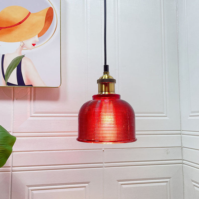 Vintage Lattice Glass Pendant Light - 1-Light Fixture for Dining, Kitchen & Living Room