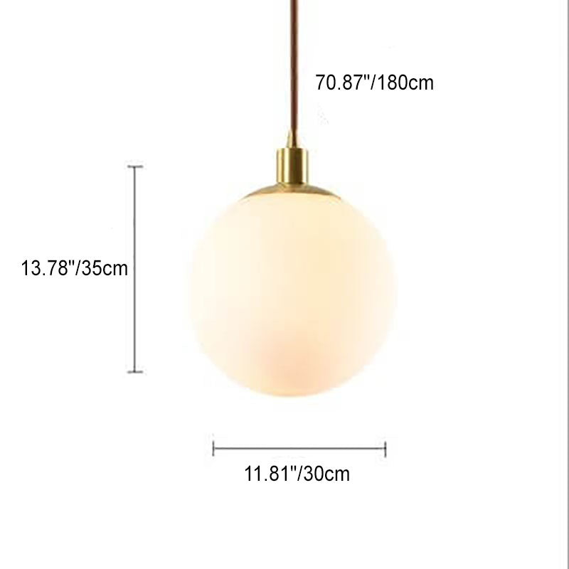 Contemporary Nordic Minimalist 1-Light White Orb Pendant for Bedroom