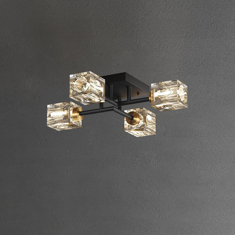 Contemporary Luxury Copper Crystal Semi-Flush Mount Ceiling Light - 4/6/8 Light Options for Living Room
