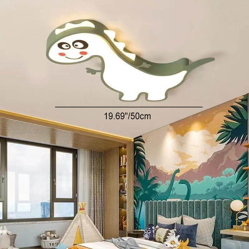 Modern Childlike Dinosaurs Cartoon Iron Acrylic LED Flush Mount Ceiling Light for Kids Room, Nursery, Playroom, Dinosaur Theme Lighting, Colorful LED Ceiling Fixture, Fun Dino Design Lighting, Flush Mount Kids Ceiling Light, Children's Room Decor, Creativ