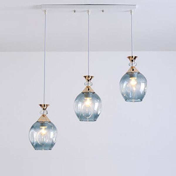 Contemporary Nordic Gradient Glass Orb 1/3 Light Island Chandelier for Living Room