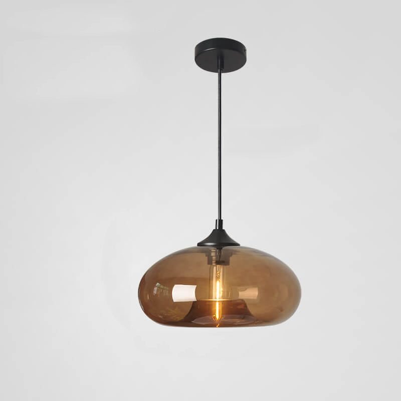 Colored Glass Oval 1-Light Pendant – Modern Lighting Fixture, Decorative Hang Light, Home Interior Design, Bohemian Style Decor