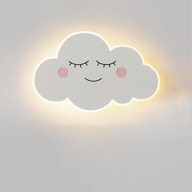 Contemporary Cartoon Cloud LED Wall Sconce for Kids Room - Iron Acrylic Shade Night Light