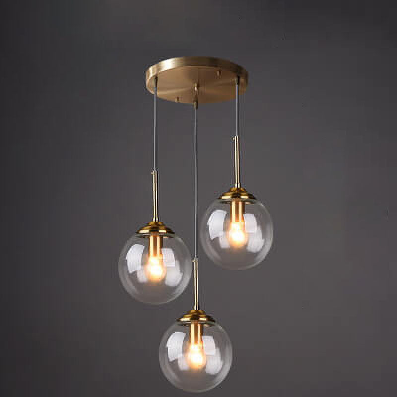 Contemporary Nordic Copper Glass Shade Island Light Chandelier - 1/3/5-Light for Dining Room