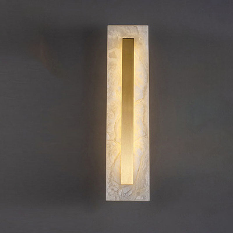 Light Luxury Brass Marble LED Wall Sconce - Oval Square Design