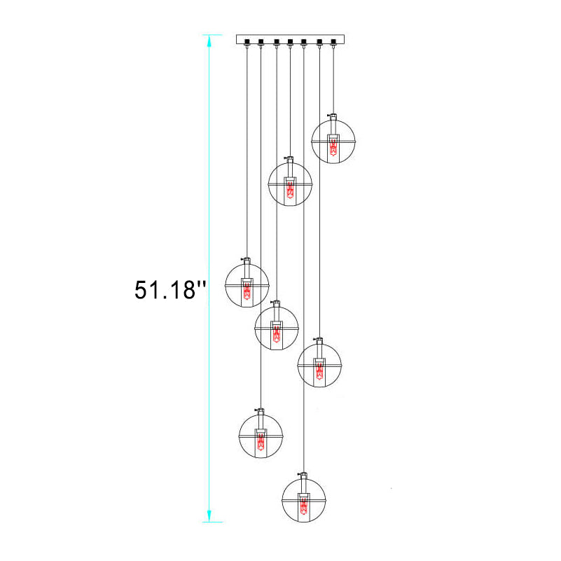Modern Luxury LED Loft Chandelier with Crystal Orb Shade