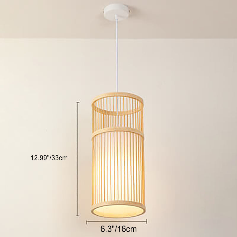 Japanese Zen Bamboo Weaving Lantern Pendant Light - 1-Light Hanging Fixture for Tranquil Spaces