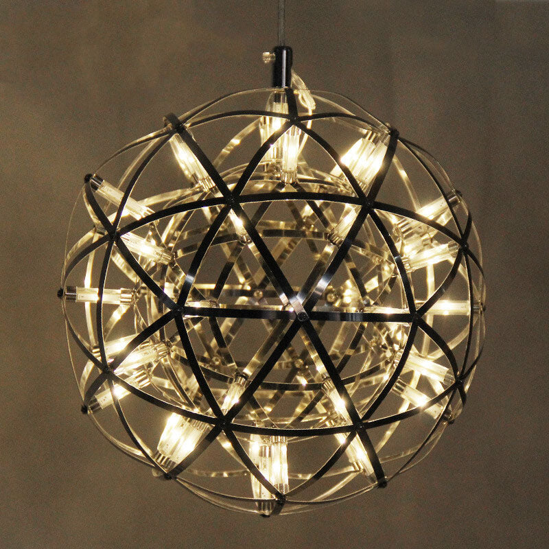 Contemporary Iron 12-Light LED Firework Pendant for Living Room