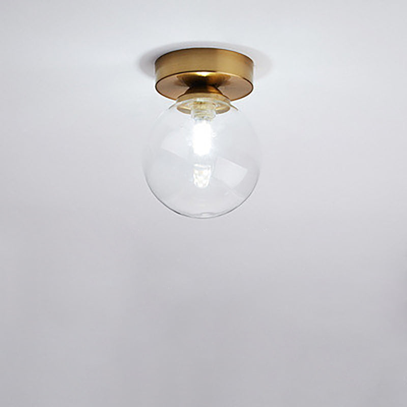 Modern Minimalist Glass Round Ball Semi-Flush Mount Ceiling Light for Hallway