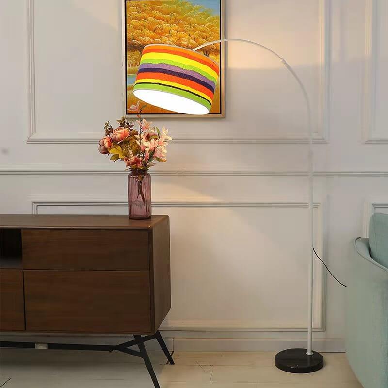 Nordic Fabric Column Shade Fishing Rod Floor Lamp - 1-Light Standing Design, Modern Home Lighting, Creative Decor, Adjustable Floor Lamp for Living Room & Bedroom