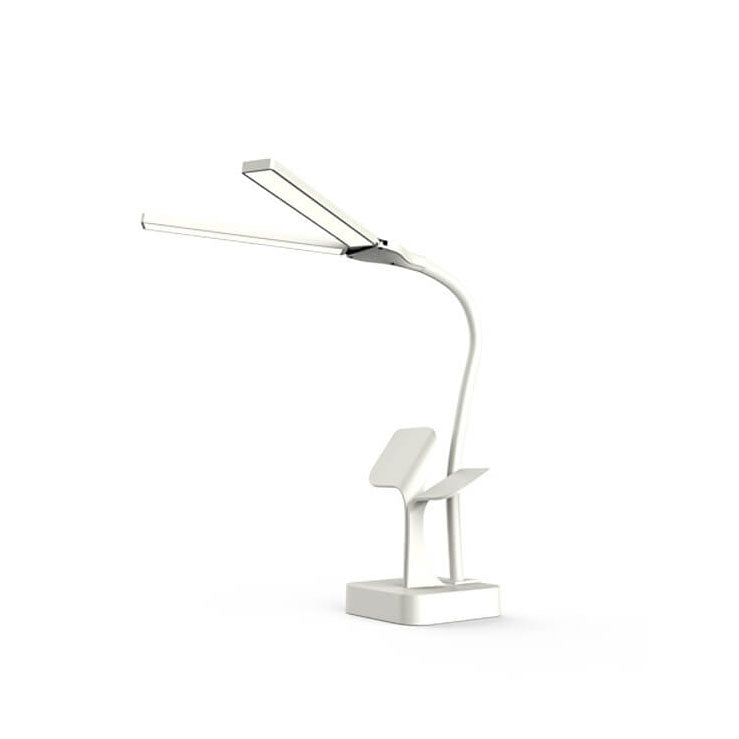 Modern Folding Dual Lamp Plug-In Station Table Lamp with USB Ports, Adjustable Brightness, Minimalist Design, Stylish Nightstand Lamp for Home Office, Bedroom, Study, Energy-Efficient Lighting, Contemporary Indoor Decor Accessory