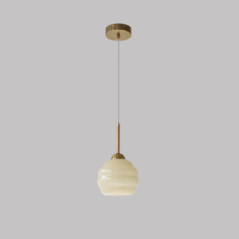 Vintage French Glass Round Tart Pendant Light - 1-Light Elegance