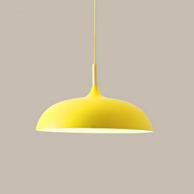 Modern Metal Wood Dome Pendant Light - 1-Light Fixture
