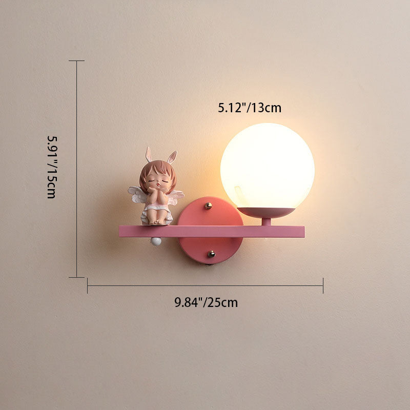 Contemporary Girls Unicorn Orb Resin Iron Glass 1-Light Wall Sconce Lamp for Bedroom Home Decor Fantasy Lighting, Kids Room Unicorn Decor, Unique Wall Light Fixture, Playful Nursery Illumination, Magical Bedroom Accessories