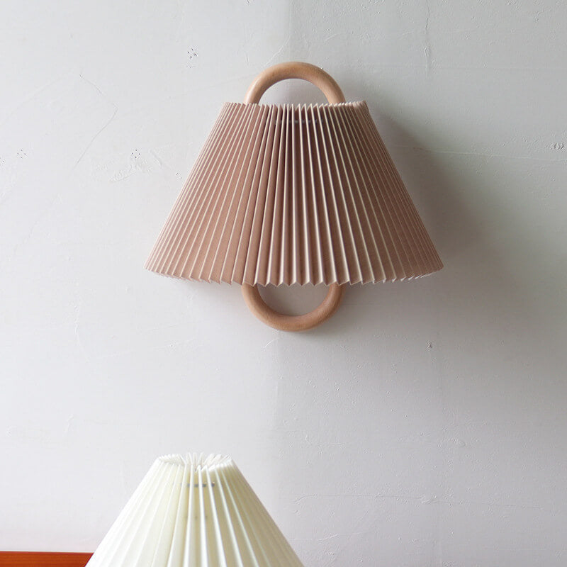 Modern Solid Wood Pleated Semi-Circle Wall Sconce - 1-Light Lamp for Stylish Decor