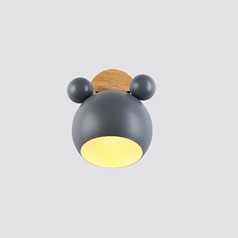 Nordic Cartoon Bear Dome 1-Light Kids Wall Sconce Lamp for Nursery, Children's Room Lighting, Playroom Decor, Cute Animal Wall Light, Adjustable LED, Ceiling Mount, Soft Nightlight, Baby Room Wall Fixture, Unique Kids' Bedroom Decor, Eco-Friendly Design