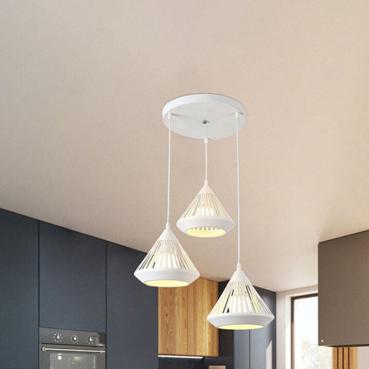 Modern Minimalist Iron Hollow Diamond 1/3-Light Island Chandelier