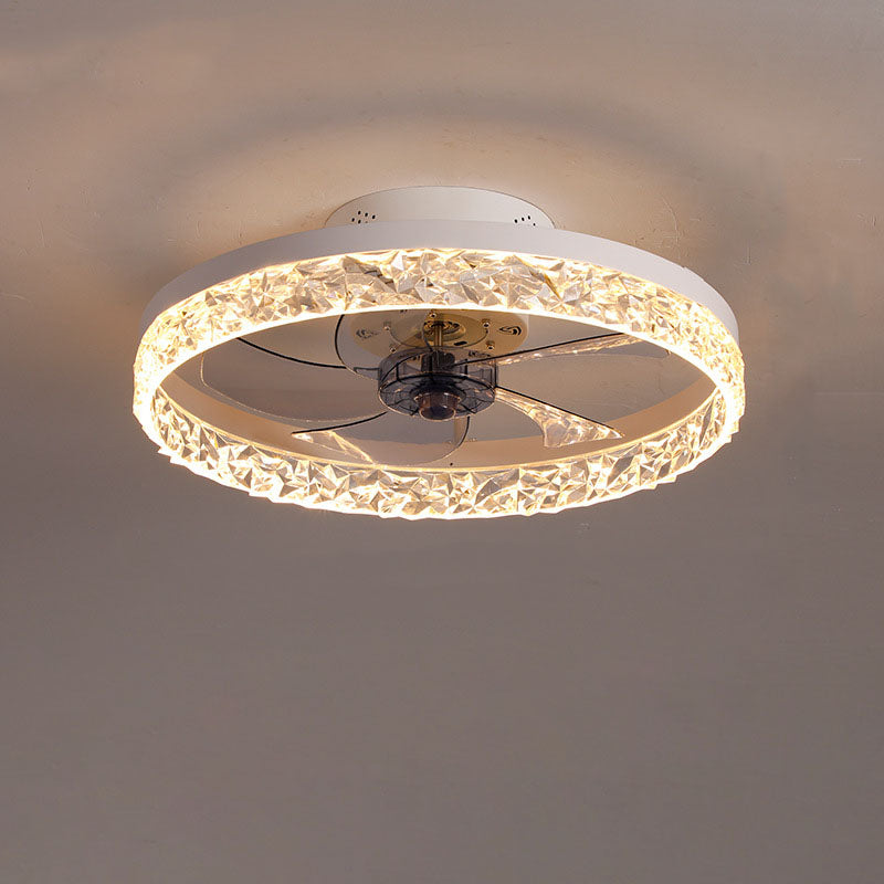 Modern Circle Ring LED Semi-Flush Mount Ceiling Fan Light Fixture