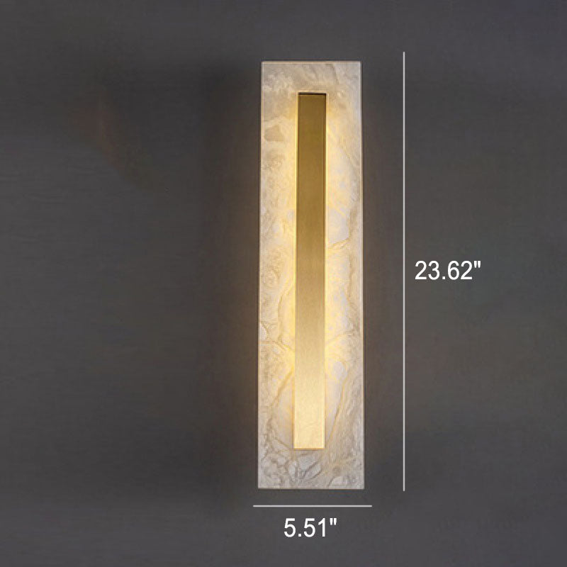 Light Luxury Brass Marble LED Wall Sconce - Oval Square Design
