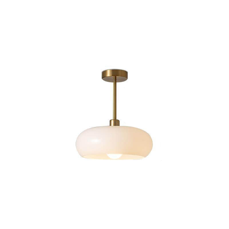 Modern Retro Solid Color Glass Pendant Light - Electroplated Copper Flush Mount 1-Light Fixture
