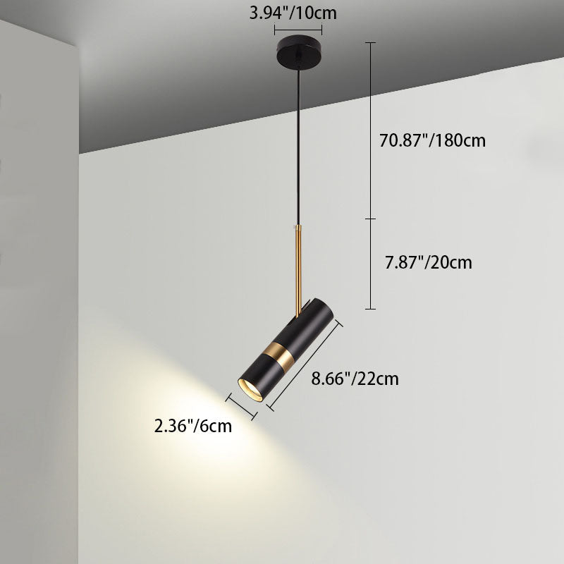 Contemporary Nordic Metal Long Barrel Pendant Light for Bedroom