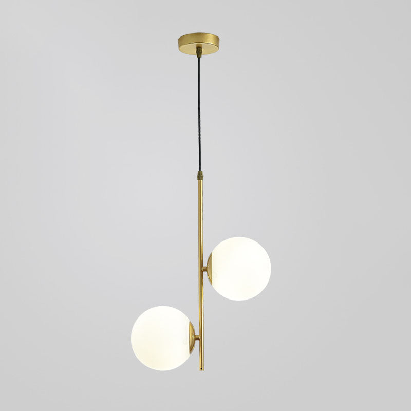 Modern Minimalist Iron Glass Round Ball Branch Chandelier 2-Light Living Room