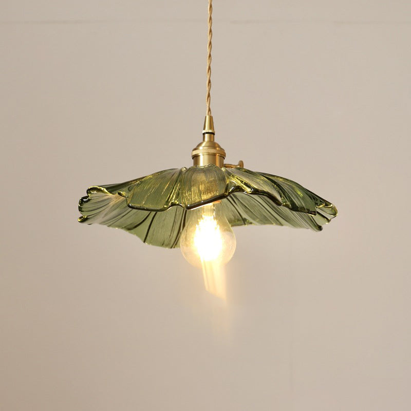 Vintage Lotus Leaf Brass Pendant Light - 1-Light Fixture for Living Room