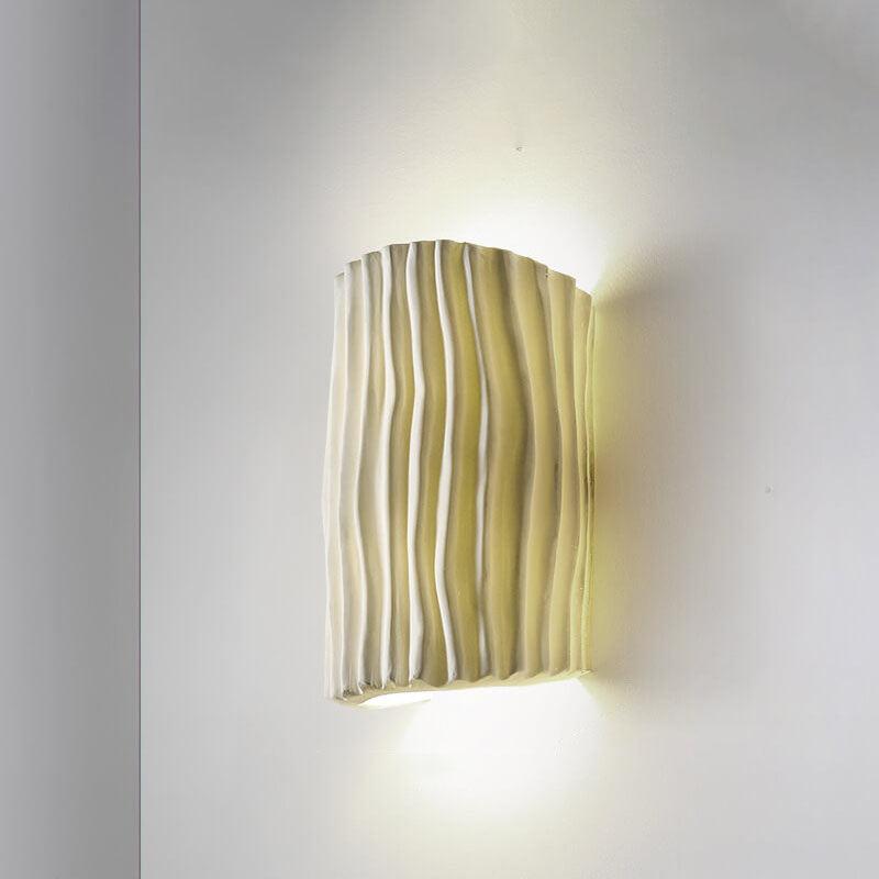 Contemporary Nordic Resin Striped Half Cylinder 2-Light Wall Sconce for Living Room