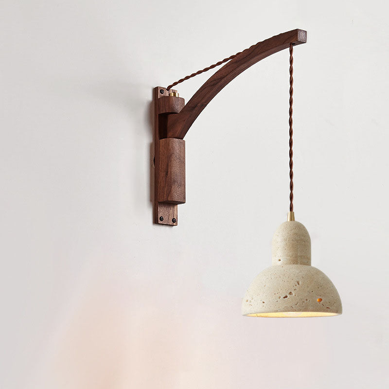 Japanese Wabi-Sabi Solid Wood Glass Horn Wall Sconce Lamp - Elegant Minimalist Lighting, Rustic Home Decor