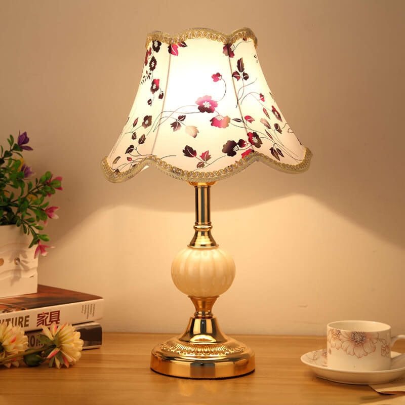 Nordic Vintage Floral Glass Table Lamp - 1-Light Design, Boho Home Decor, Elegant Lighting Solution