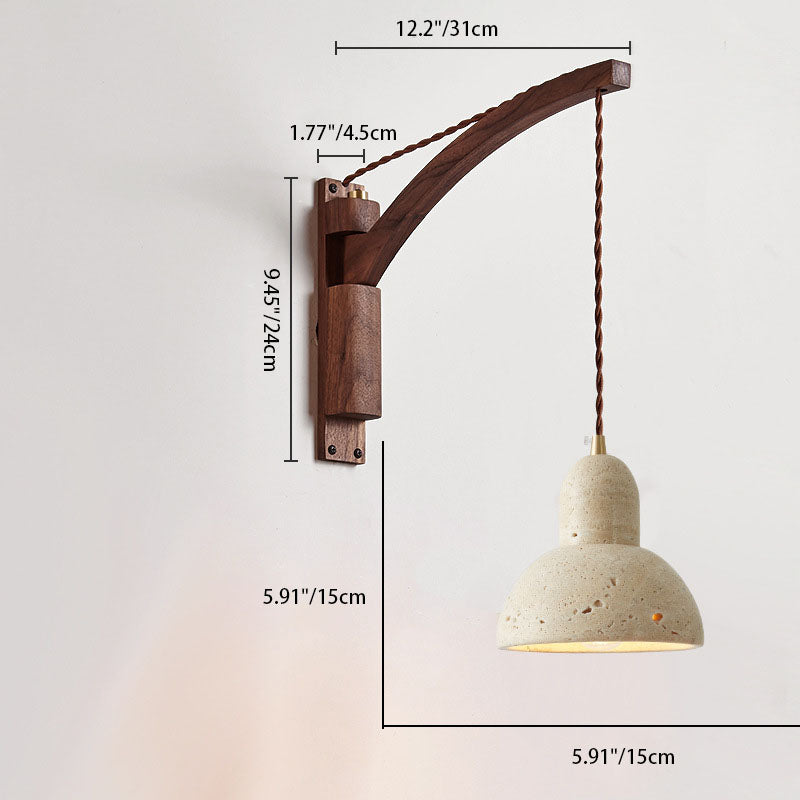 Japanese Wabi-Sabi Solid Wood Glass Horn Wall Sconce Lamp - Elegant Minimalist Lighting, Rustic Home Decor
