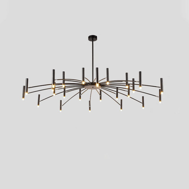Contemporary Scandinavian Round Radioactive Iron Aluminum Chandelier 12/24 Light for Living Room