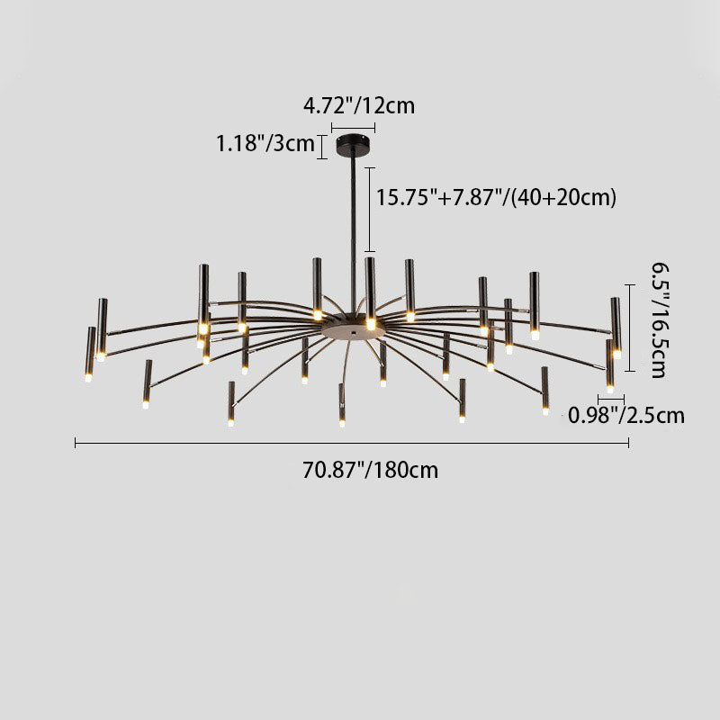 Contemporary Scandinavian Round Radioactive Iron Aluminum Chandelier 12/24 Light for Living Room