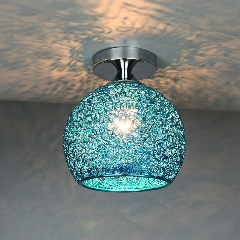 Contemporary Scandinavian Iron Aluminum Weaving Ball Semi-Flush Ceiling Light for Hallway