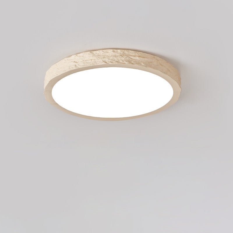 Modern Minimalist Round Stone Grain Resin Iron LED Ceiling Light for Bedroom
