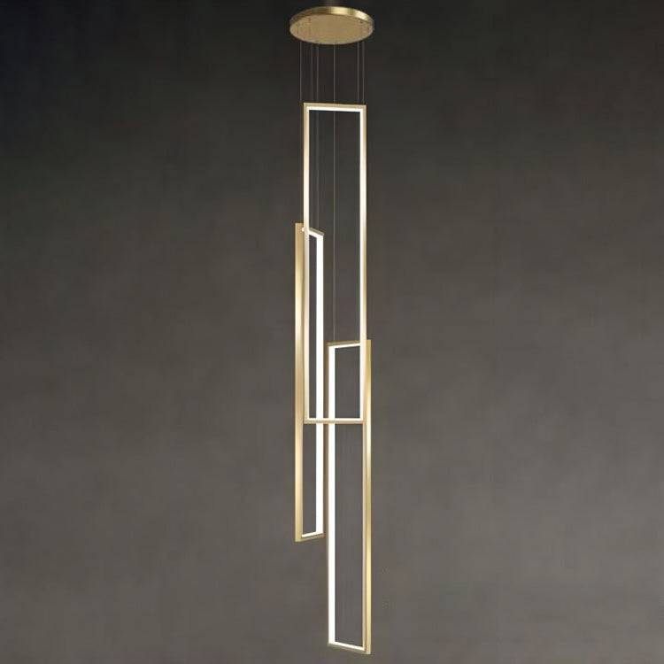 Modern Minimalist LED Chandelier - Iron, Aluminum & Silica Ceiling Plate for Stairway