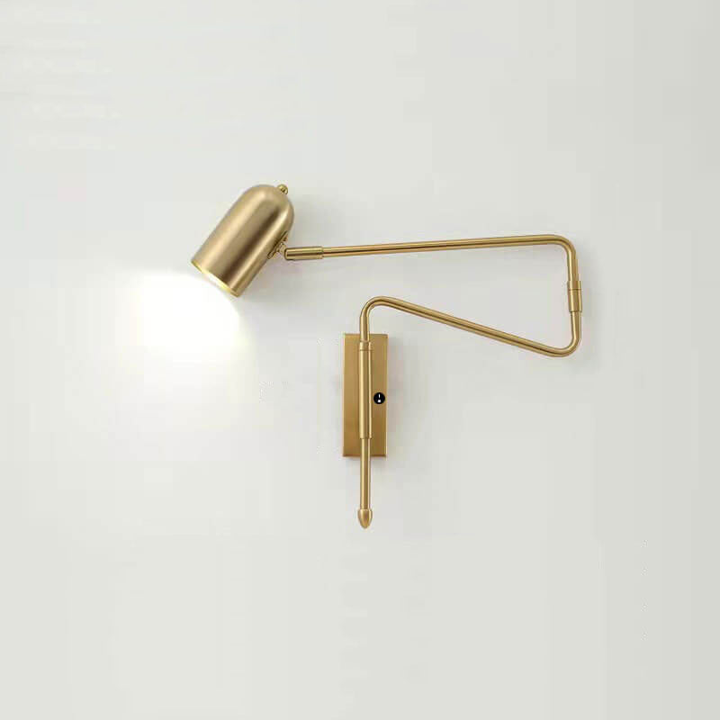 Nordic Iron Cylinder Wall Sconce Lamp - Swing Arm Design for Bedroom