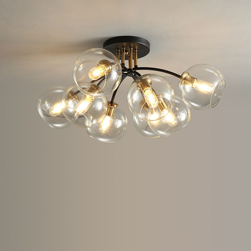 Modern Luxury Iron Glass Magic Bean Semi-Flush Mount Ceiling Light - 4/6/8 Lights for Bedroom