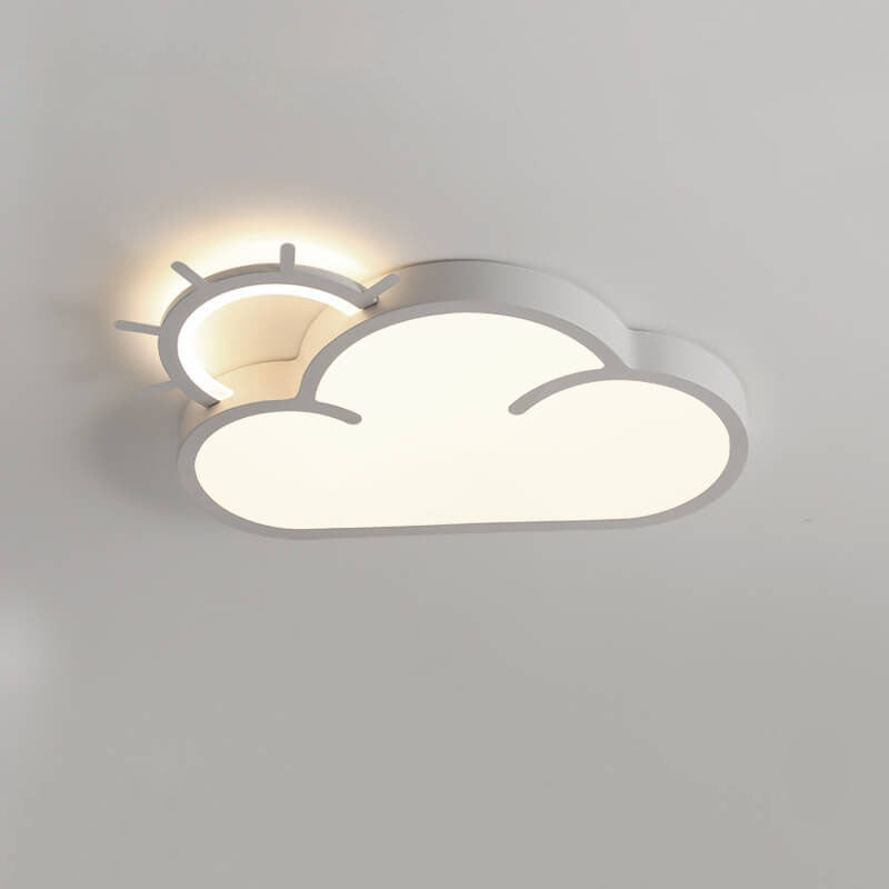 Contemporary Nordic Cloudy Sun Acrylic Iron LED Kids Flush Mount Ceiling Light for Living Room Bedroom Modern Design Energy-Efficient Lighting Fixture Unique Decorative Ceiling Lamp Stylish Playroom Illumination Cute Bedroom Lighting Solution Kids Room De