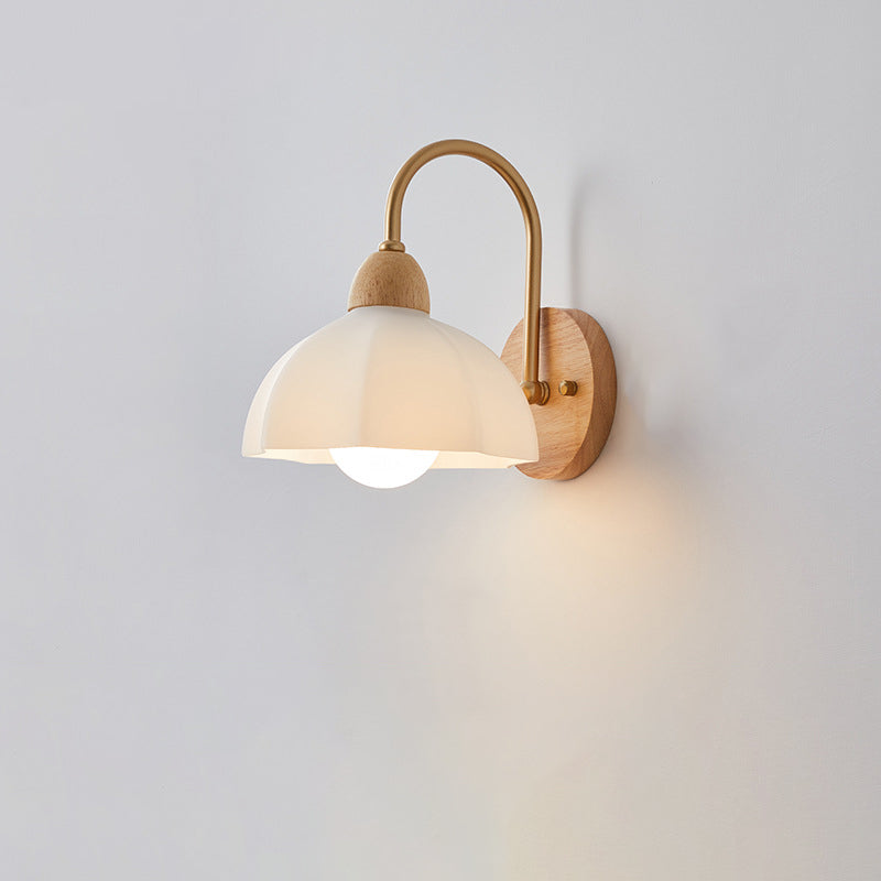 Contemporary Wood & Ceramic Wall Sconce Lamp for Living Room