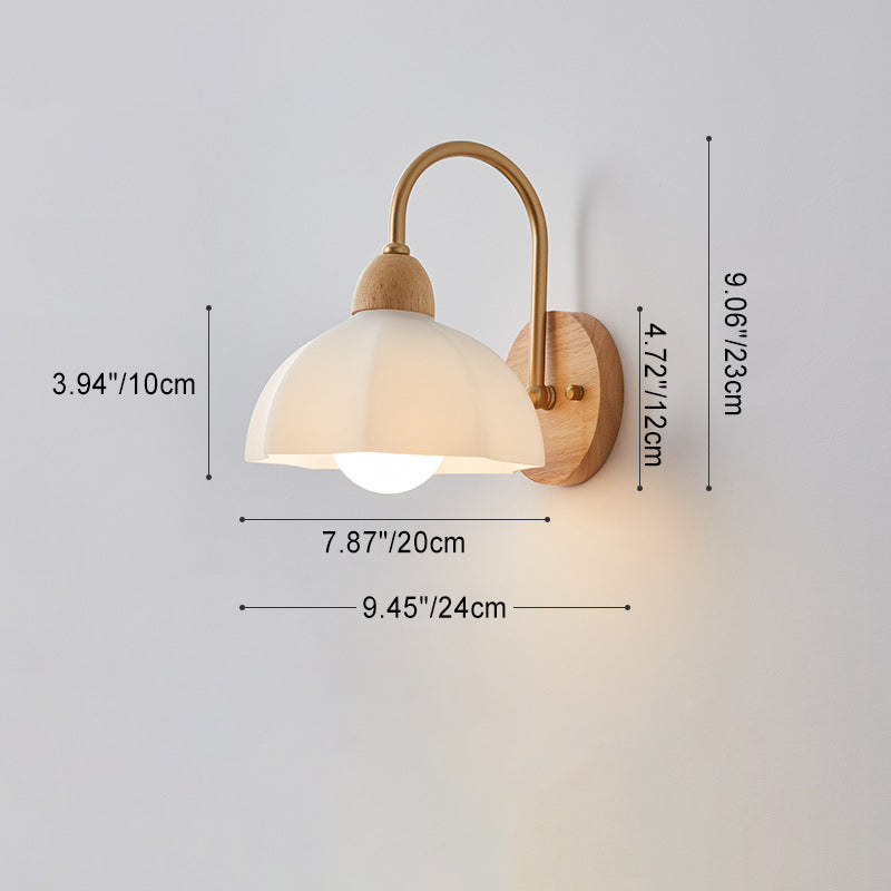 Contemporary Wood & Ceramic Wall Sconce Lamp for Living Room