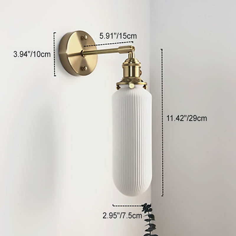 Japanese Retro Minimalist Brass Lucite Wall Sconce Lamp - 1-Light Oval Design