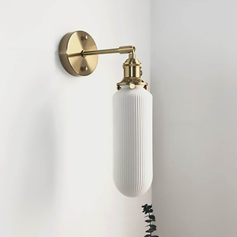 Japanese Retro Minimalist Brass Lucite Wall Sconce 1-Light Lamp