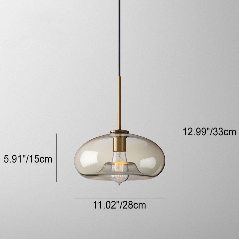 Contemporary Nordic Iron Glass Pendant Light - Round Geometric 1-Light Fixture for Living Room & Bedroom