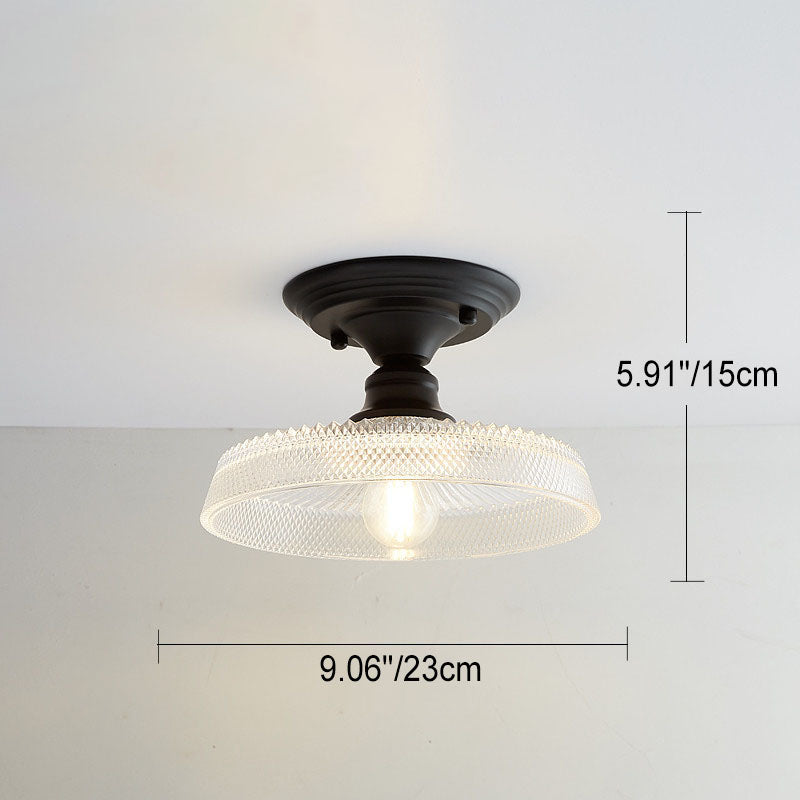 Contemporary Nordic Iron Glass Floral Round Geometry Semi-Flush Mount Light for Living Room & Bedroom