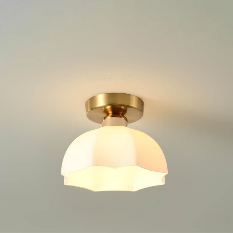 Scandinavian Modern Iron Glass Ceramic Flower Diamond Semi-Flush Mount Light