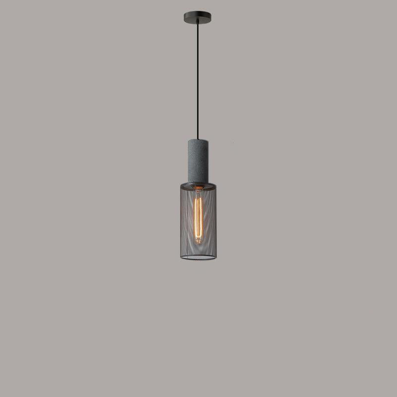 Contemporary Industrial Tapered Cement & Iron Pendant Light - 1-Light for Living Room