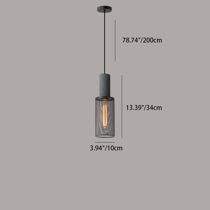 Contemporary Industrial Tapered Cement & Iron Pendant Light - 1-Light for Living Room