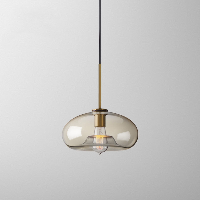 Contemporary Nordic Iron Glass Pendant Light - Round Geometric 1-Light Fixture for Living Room & Bedroom