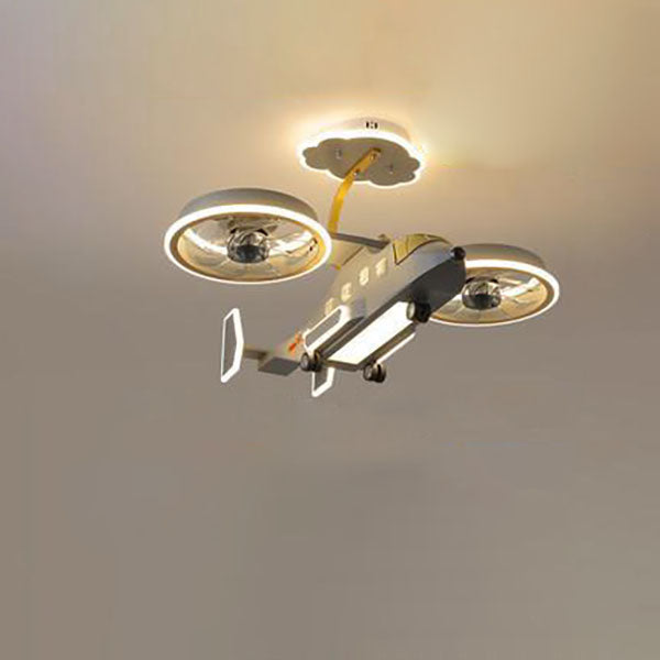 Contemporary LED Aircraft Ceiling Fan Light for Kids' Bedroom